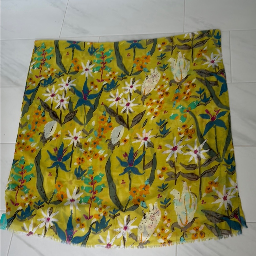 Pom Floral Yellow Scarf